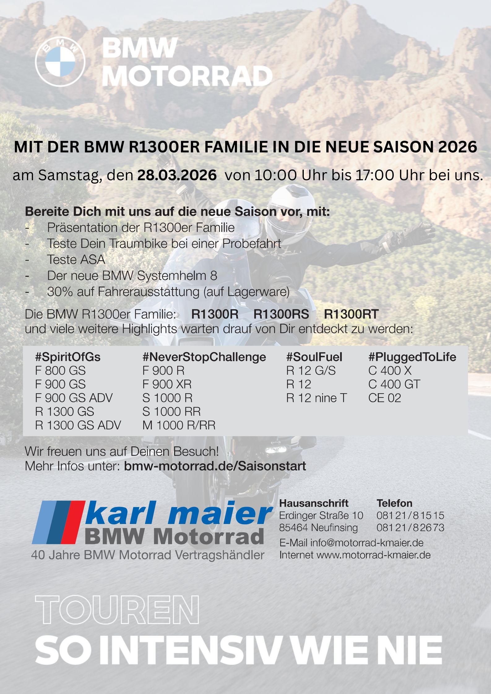 Saisonstart am Samstag, 28.03.26